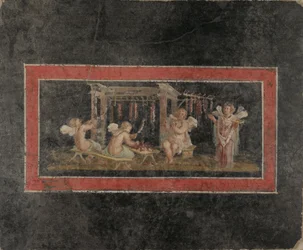 Frescofragment met vier cupido